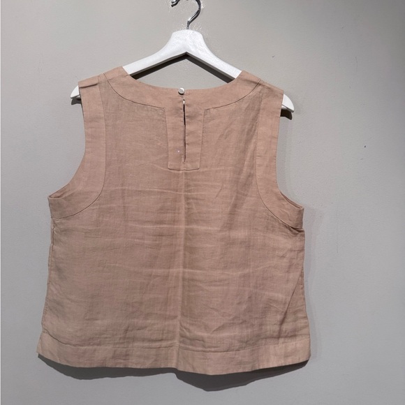 HAVEN WELL WITHIN 2 Pc Outfit Set 100% Linen Tan Pants/Top Women L Spring Summer - Picture 8 of 10